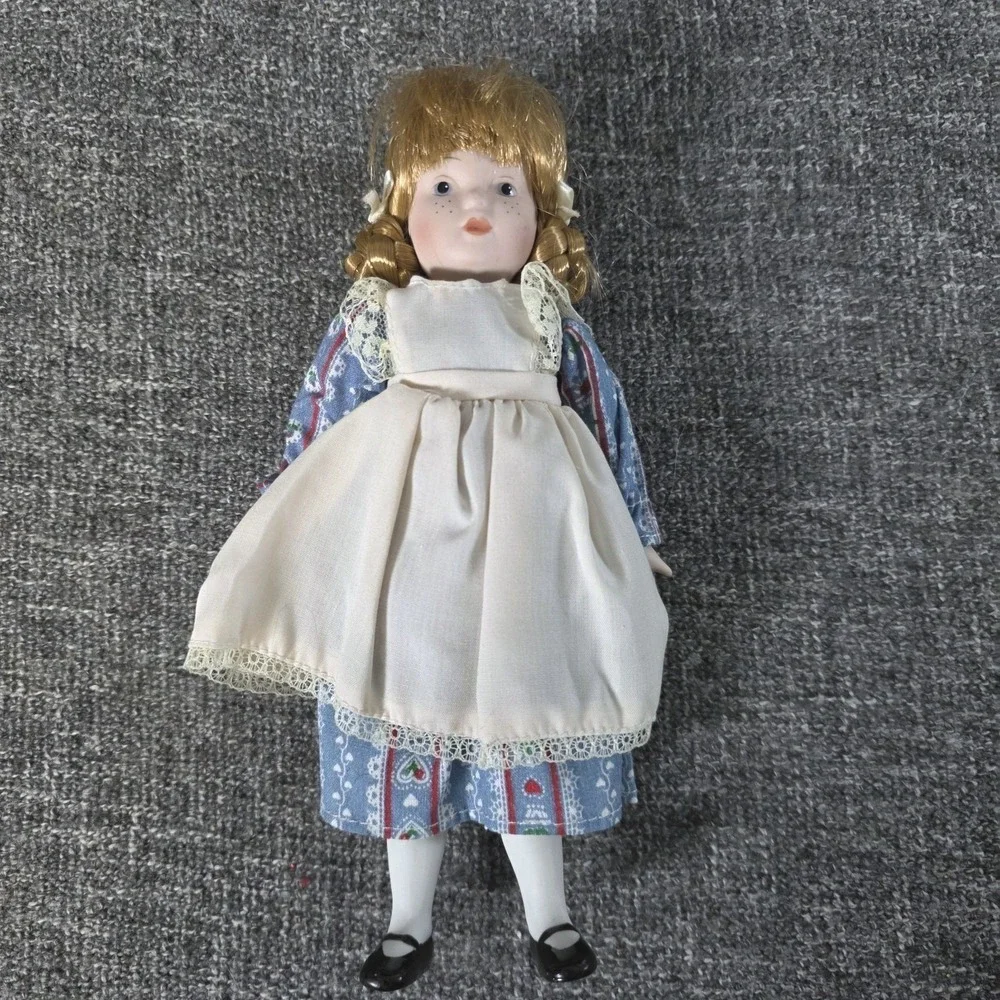 Vintage Pioneer Prairie Bisque Porcelain Doll Christmas Ornament Made in Taiwan